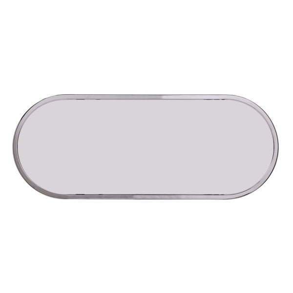 Homeroots 42" Silver Mirrored Glass Oval Cross Leg Console Table With Shelves   402388