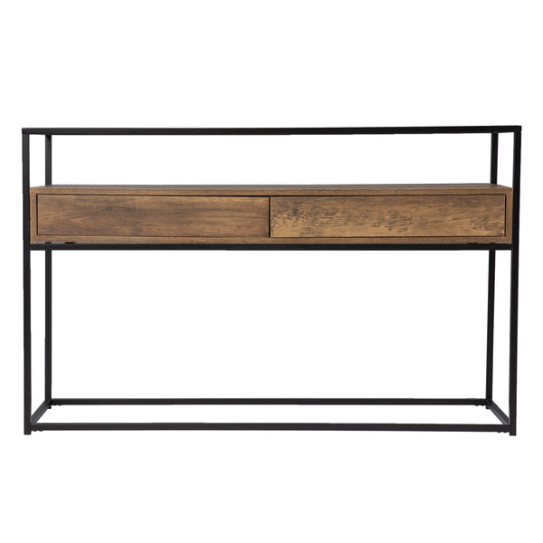 Homeroots 48" Clear And Black Glass Frame Console Table With Storage With Storage   402389