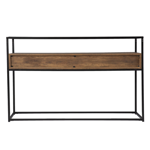 Homeroots 48" Clear And Black Glass Frame Console Table With Storage With Storage   402389