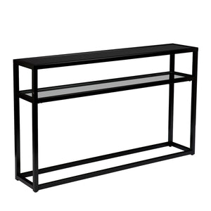 Homeroots 50" Black Glass Frame Console Table With Shelves   402393