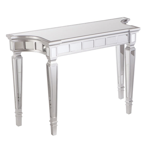 HomeRoots 45" Silver Mirrored Glass Console Table - Contemporary Free-Form Design for Stylish Storage & Décor 402400