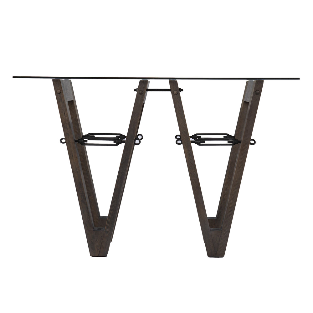 Homeroots 46" Clear And Gray Brown Glass Abstract Console Table   402401