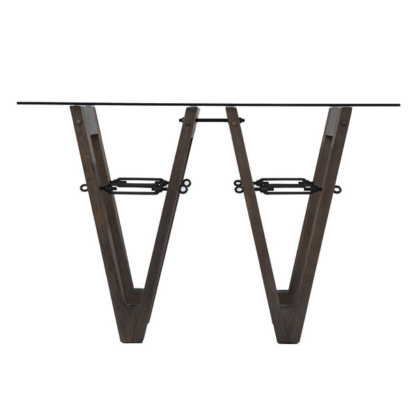 Homeroots 46" Clear And Gray Brown Glass Abstract Console Table   402401
