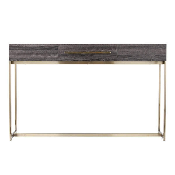 Homeroots 48" Gray And Gold Frame Console Table And Drawers   402406