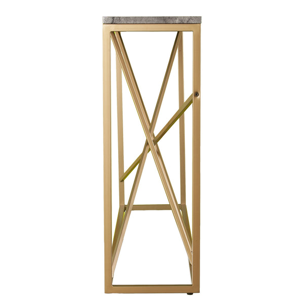 Homeroots 52" Gray And Gold Faux Marble Frame Console Table   402408