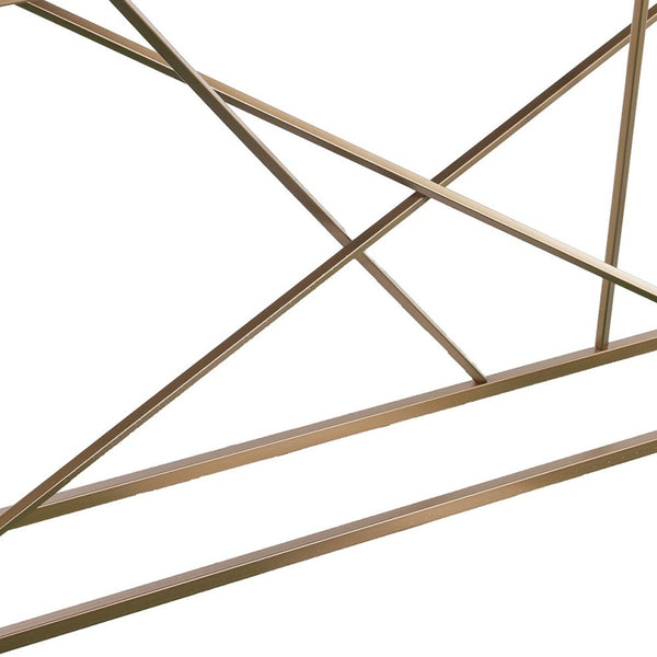 Homeroots 52" Gray And Gold Faux Marble Frame Console Table   402408