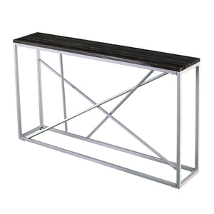 Homeroots 52" Black And Silver Faux Stone Frame Console Table   402409