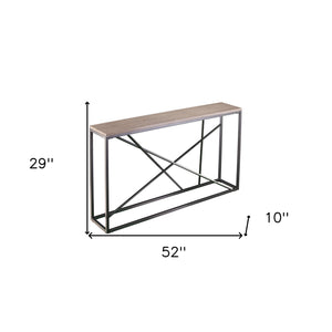 Homeroots 52" Taupe And Gray Faux Stone Frame Console Table   402410