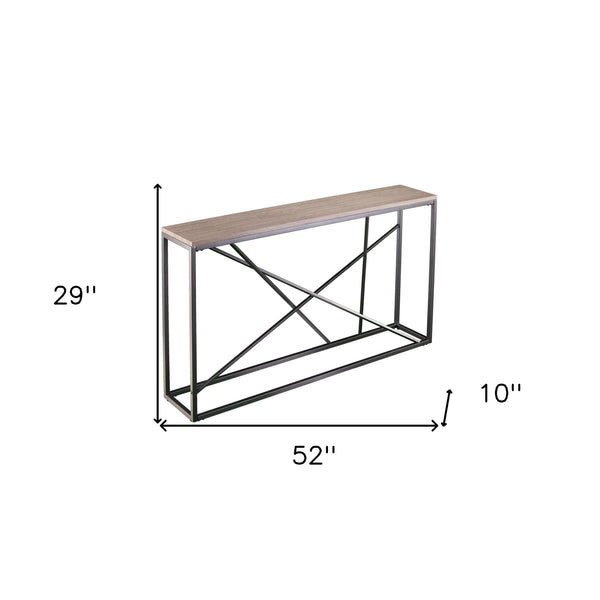 Homeroots 52" Taupe And Gray Faux Stone Frame Console Table   402410