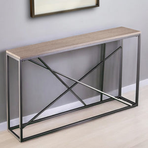 Homeroots 52" Taupe And Gray Faux Stone Frame Console Table   402410