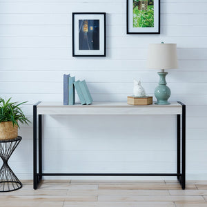 Homeroots 54" White And Black Distressed Sled Console Table   402411