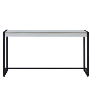 Homeroots 54" White And Black Distressed Sled Console Table   402411