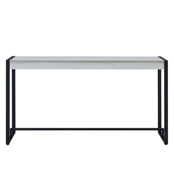 Homeroots 54" White And Black Distressed Sled Console Table   402411