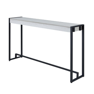 Homeroots 54" White And Black Distressed Sled Console Table   402411