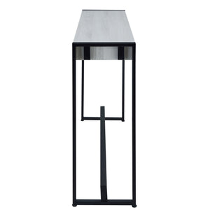 Homeroots 54" White And Black Distressed Sled Console Table   402411