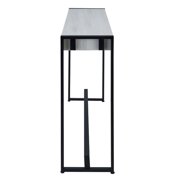 Homeroots 54" White And Black Distressed Sled Console Table   402411