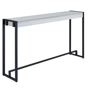 Homeroots 54" White And Black Distressed Sled Console Table   402411