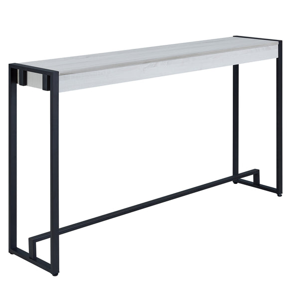 Homeroots 54" White And Black Distressed Sled Console Table   402411