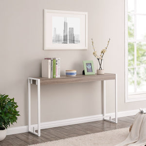 Homeroots 54" Gray Brown And White Sled Console Table   402412
