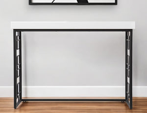 Homeroots 42" White And Black Glass Sled Console Table   402413