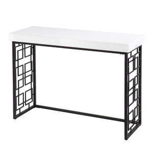 Homeroots 42" White And Black Glass Sled Console Table   402413