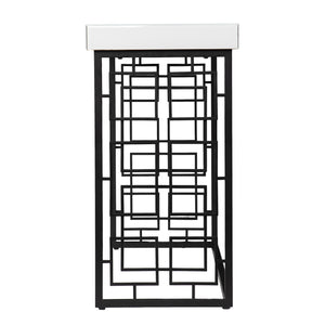 Homeroots 42" White And Black Glass Sled Console Table   402413