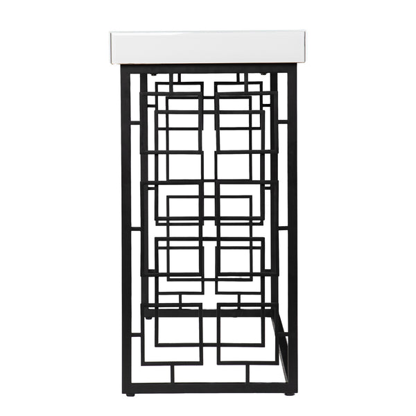 Homeroots 42" White And Black Glass Sled Console Table   402413