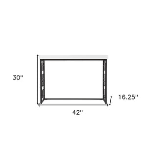 Homeroots 42" White And Black Glass Sled Console Table   402413