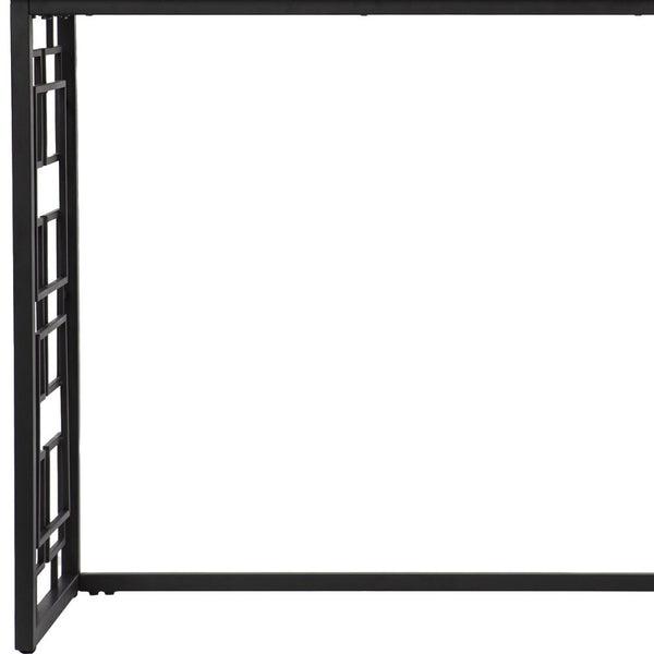 Homeroots 42" White And Black Glass Sled Console Table   402413