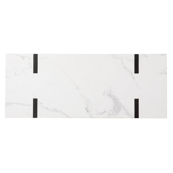 Homeroots 39" White And Black Faux Marble Sled Console Table   402414