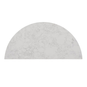 Homeroots 42" White And Natural Faux Marble Half Circle Three Leg Console Table With Shelves   402418