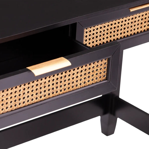 HomeRoots 48" Black Console Table with Drawers – Sleek, Durable Storage Solution for Living Rooms & Offices 402419