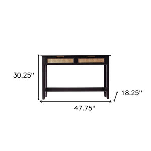 HomeRoots 48" Black Console Table with Drawers – Sleek, Durable Storage Solution for Living Rooms & Offices 402419