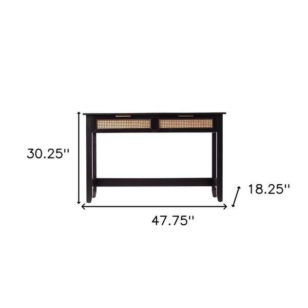HomeRoots 48" Black Console Table with Drawers – Sleek, Durable Storage Solution for Living Rooms & Offices 402419