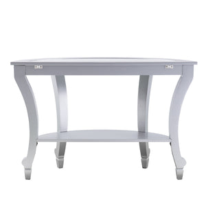 Homeroots 46" Silver Mirrored Glass Half Circle Console Table With Storage   402423