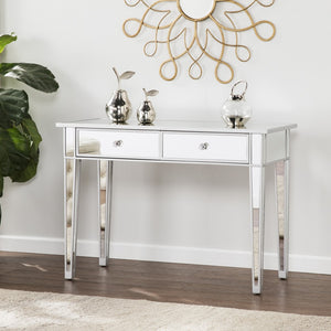 Homeroots 40" Silver Mirrored Glass Console Table And Drawers   402424