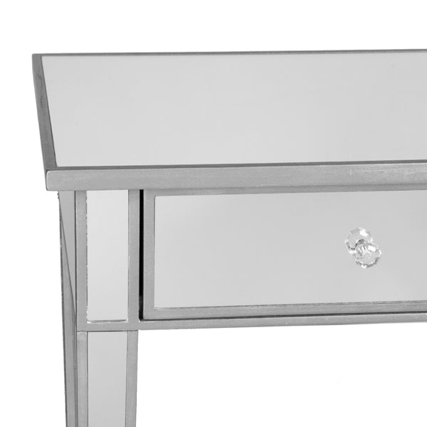 Homeroots 40" Silver Mirrored Glass Console Table And Drawers   402424
