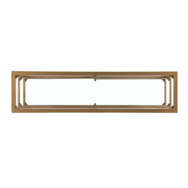 Homeroots 49" Clear And Gold Glass Floor Shelf Console Table With Storage   402428