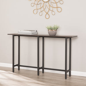 Homeroots 54" Espresso And Black Frame Console Table   402429