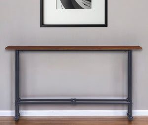Homeroots 54" Espresso And Black Frame Console Table   402429