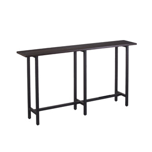 Homeroots 54" Espresso And Black Frame Console Table   402429