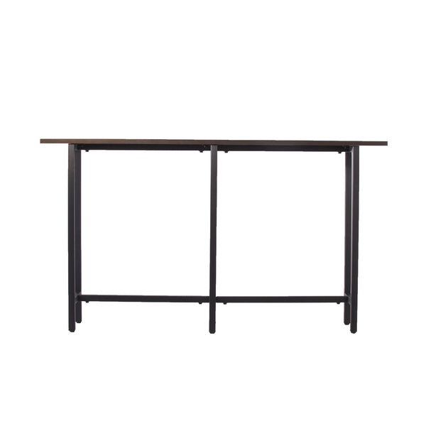 Homeroots 54" Espresso And Black Frame Console Table   402429