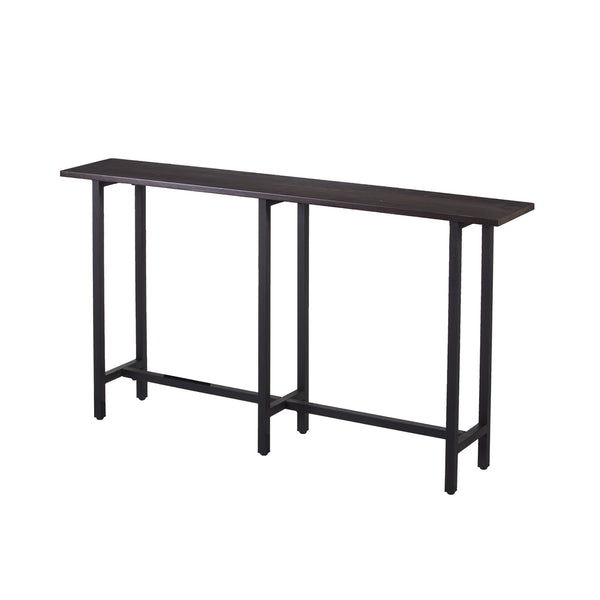 Homeroots 54" Espresso And Black Frame Console Table   402429