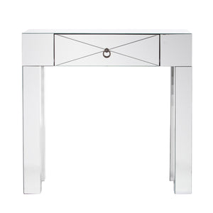 Homeroots 31" Silver Mirrored Glass Console Table With Storage   402431