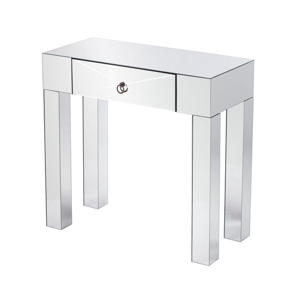 Homeroots 31" Silver Mirrored Glass Console Table With Storage   402431