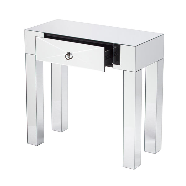Homeroots 31" Silver Mirrored Glass Console Table With Storage   402431