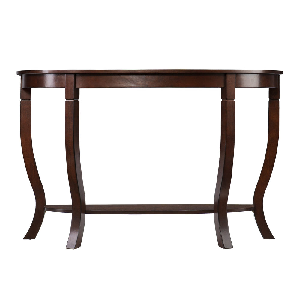 Homeroots 48" Brown Half Circle Console Table With Storage   402434