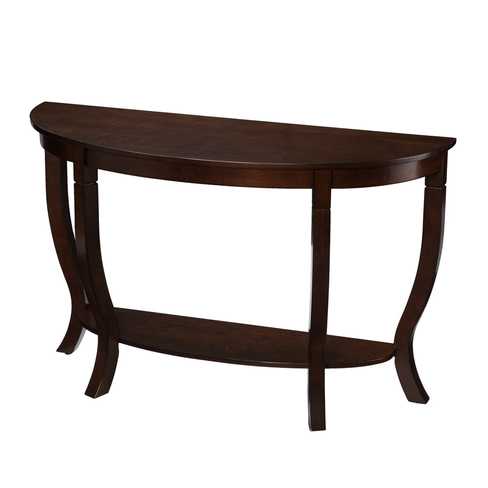 Homeroots 48" Brown Half Circle Console Table With Storage   402434