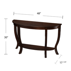 Homeroots 48" Brown Half Circle Console Table With Storage   402434