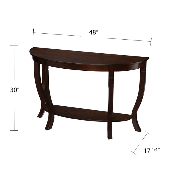 Homeroots 48" Brown Half Circle Console Table With Storage   402434
